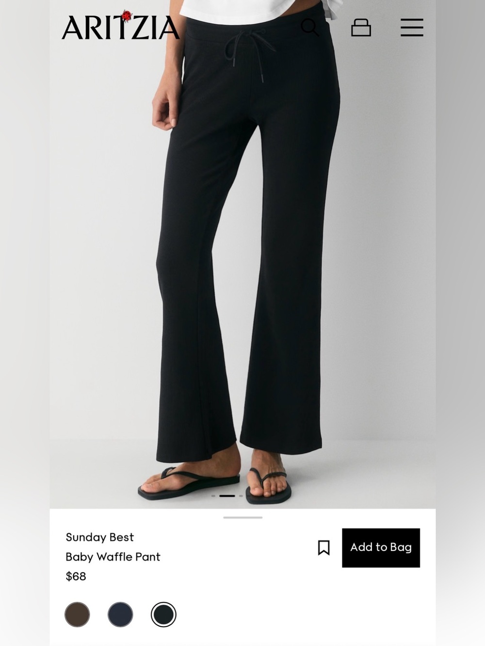 Aritzia Sunday Best Black Waffle Knit Flared Pants